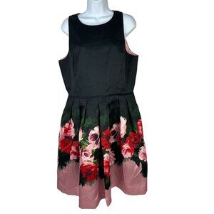 Tahari Arthur S. Levine Womens Black & Pink Floral Dress Size 12 Polyester
